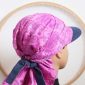 casquette foulard pour femme avec noeud à l'arrière de style safari coton rose et denim bleu