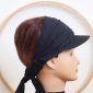 casquette bandeau noire pour femme, modèle original et ajustable avec plis et noeud à l'arrière